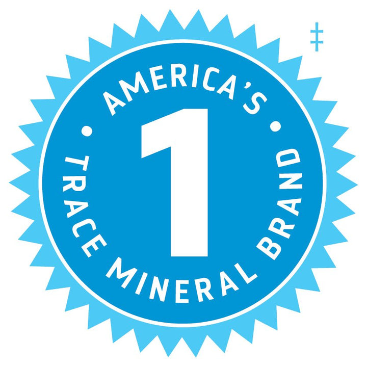 Blue badge with white text stating "America's #1 Trace Mineral Brand" representing Trace Minerals quality for Ionic Magnesium - 400mg - 59ml