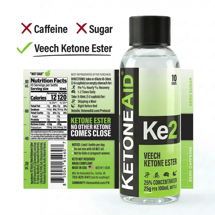 KE2 Ketone Ester Drink - 100ml by Ketoneaid with zero caffeine and sugar, part of New Arrivals and Low Carb collections