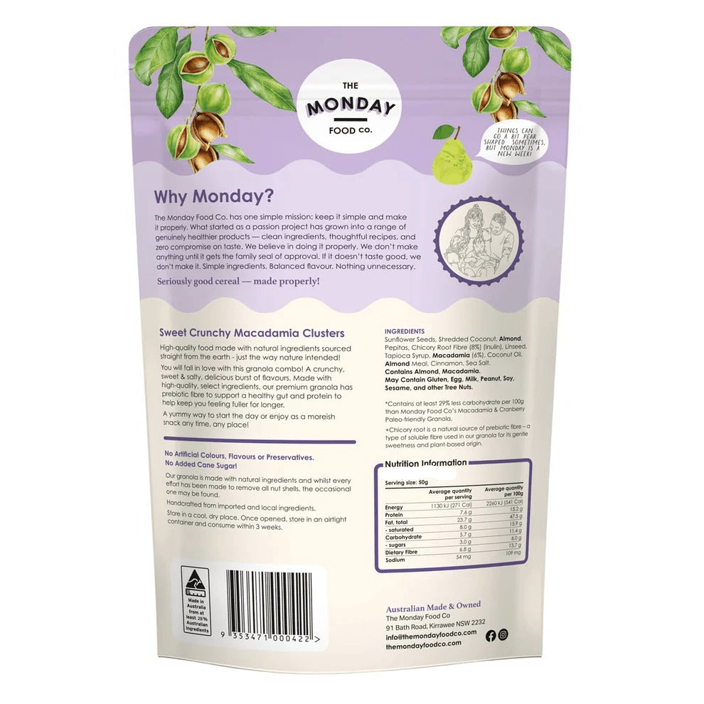 Keto Gourmet Granola - Sweet Crunchy Macadamia Clusters - 800g