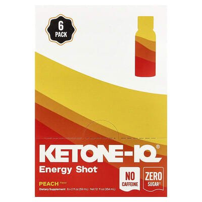 Ketone - IQ - Energy Shot - Peach - Caffeine Free - 6 x 59mL - Yo Keto