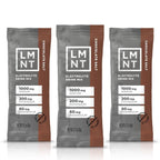 LMNT Chocolate Salt Electrolyte Mix - 30 Sticks packets displaying sodium, potassium, and magnesium content on brown and gray packaging