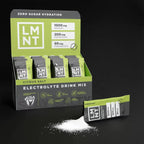 Display box of LMNT Citrus Salt Electrolyte Mix - 30 Sticks by LMNT featuring individual packets with nutritional highlights and zero sugar hydration.