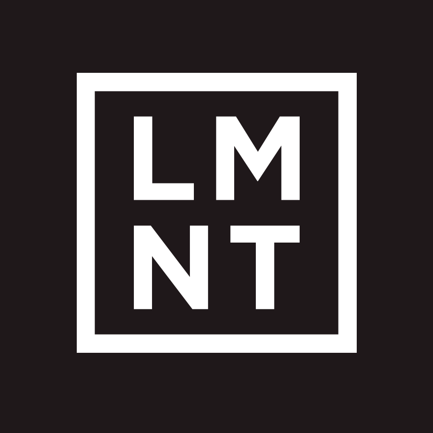 Black square logo with bold white block letters LMNT inside a white border by LMNT Variety Pack - 12 Sticks