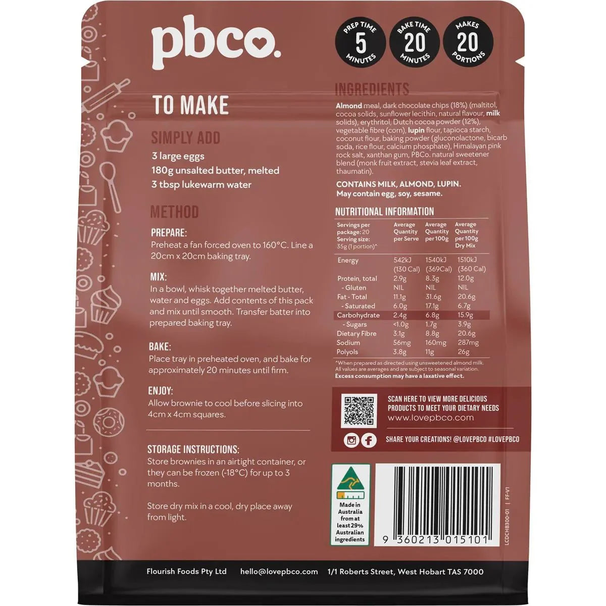 Low Carb Double Choc Brownie Mix - 300g - Love Low Carb