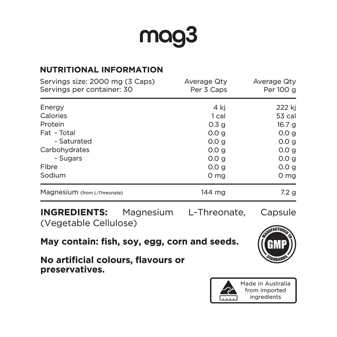 Mag3 - 100% Pure Magnesium L - Threonate - 30 Serves - Yo Keto