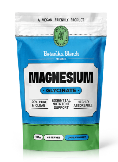 Magnesium Glycinate - 100g by Botanika Blends, vegan, highly absorbable, unflavoured, new arrivals collection.