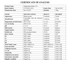 Certificate of Analysis page showing specifications and results for Magnesium Malate Powder - 400g by SUPER LYTE.
