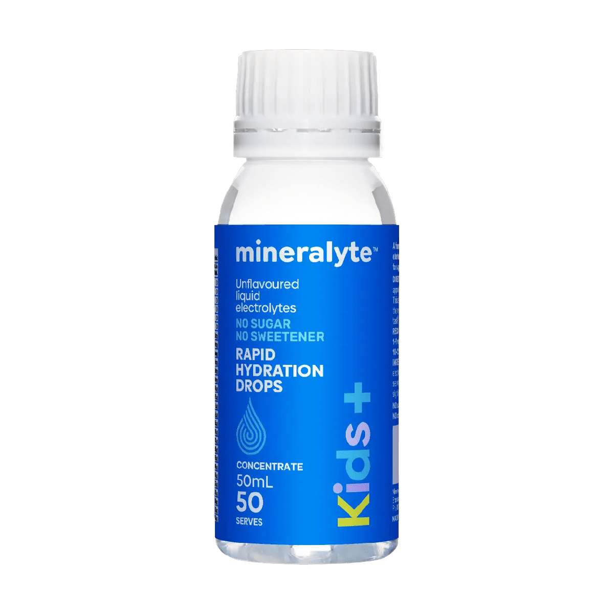 Mineralyte Kids+ unflavoured liquid electrolyte drops, 50 mL bottle
