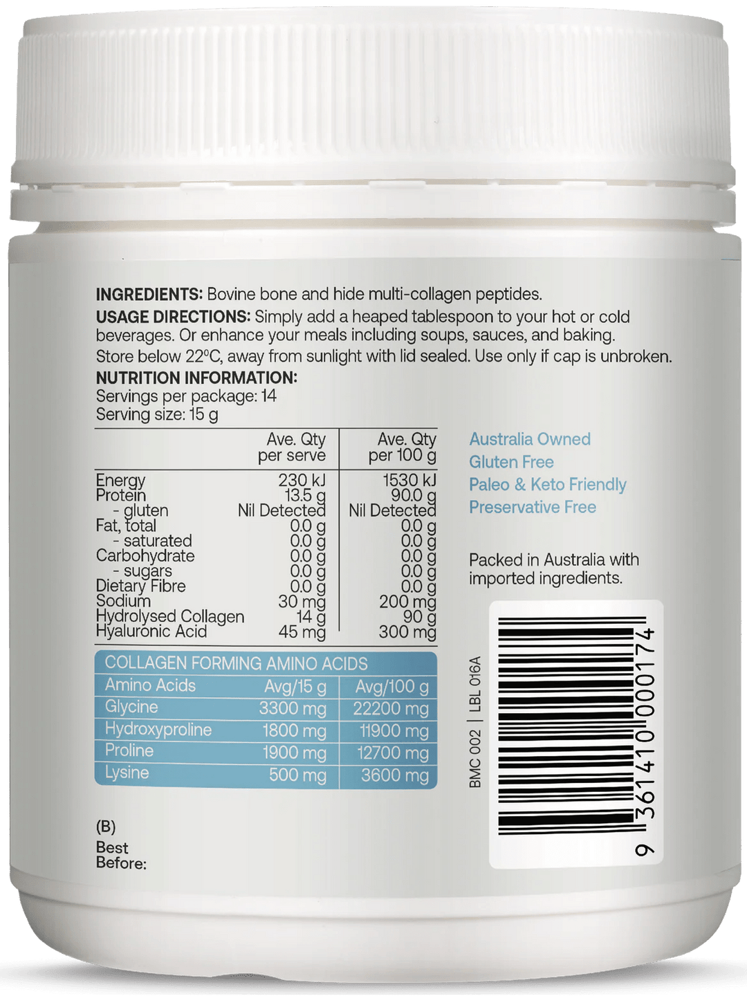 Multi - collagen Protein Peptides Powder - 210g - Yo Keto