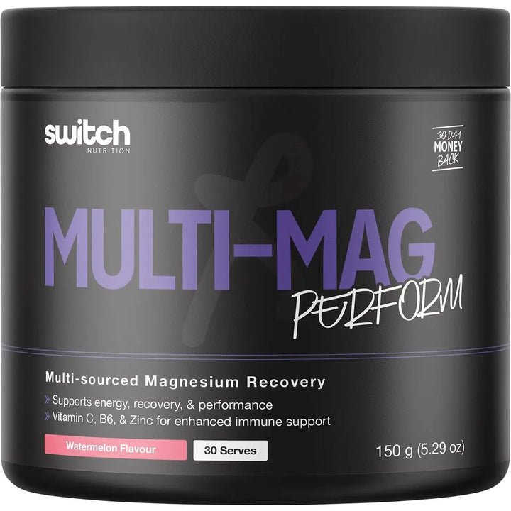 Multi-Mag Perform - Recovery - Watermelon - 150g by Switch Nutrition in black jar, part of New Arrivals and Low Carb collections
