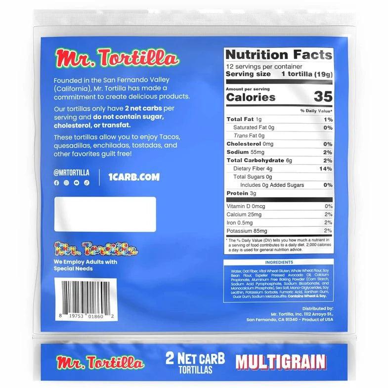 Multigrain Tortilla - 2 Net Carb - 12 Pack - Love Low Carb