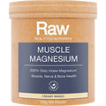 Muscle Magnesium - Creamy Mango - 100g by RAW in natural brown container for muscle, nerve, and bone health support