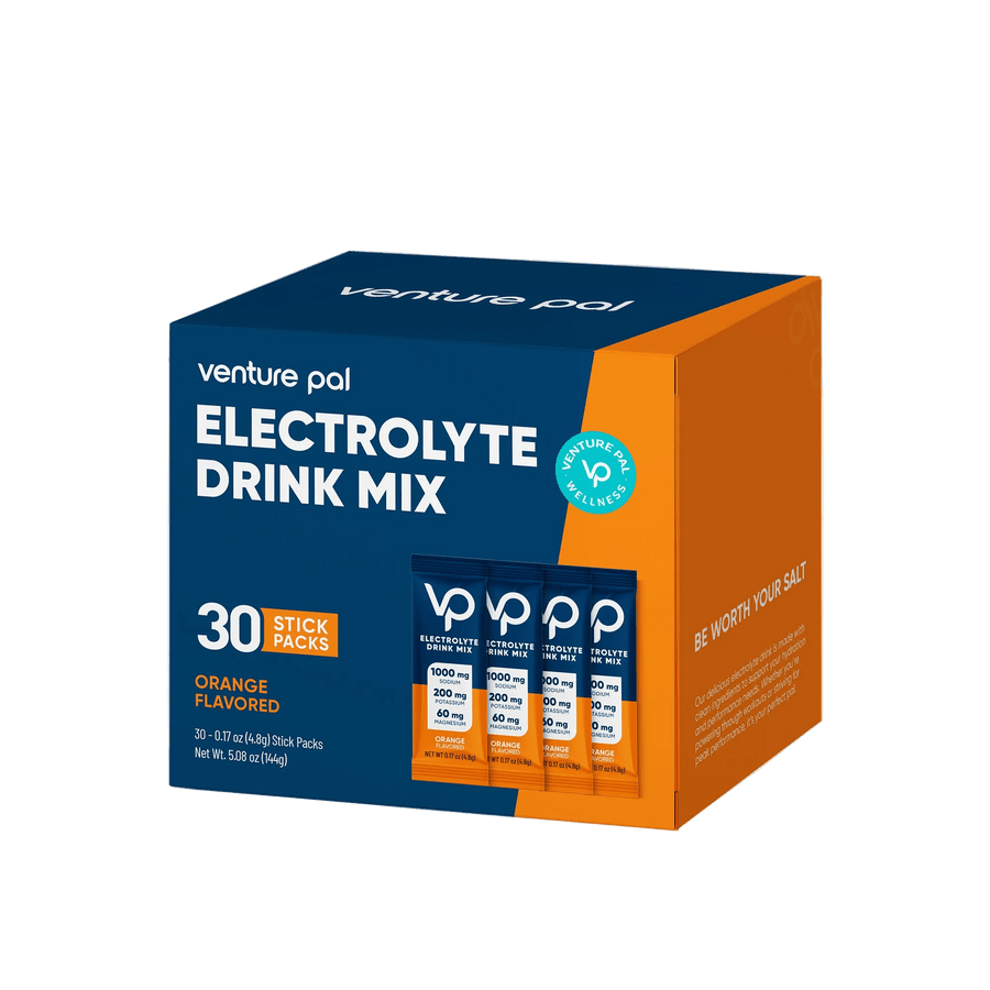 Orange Electrolyte Drink Mix - 30 Sticks by Venture Pal, in Drinks and Electrolytes collections, orange flavor box.