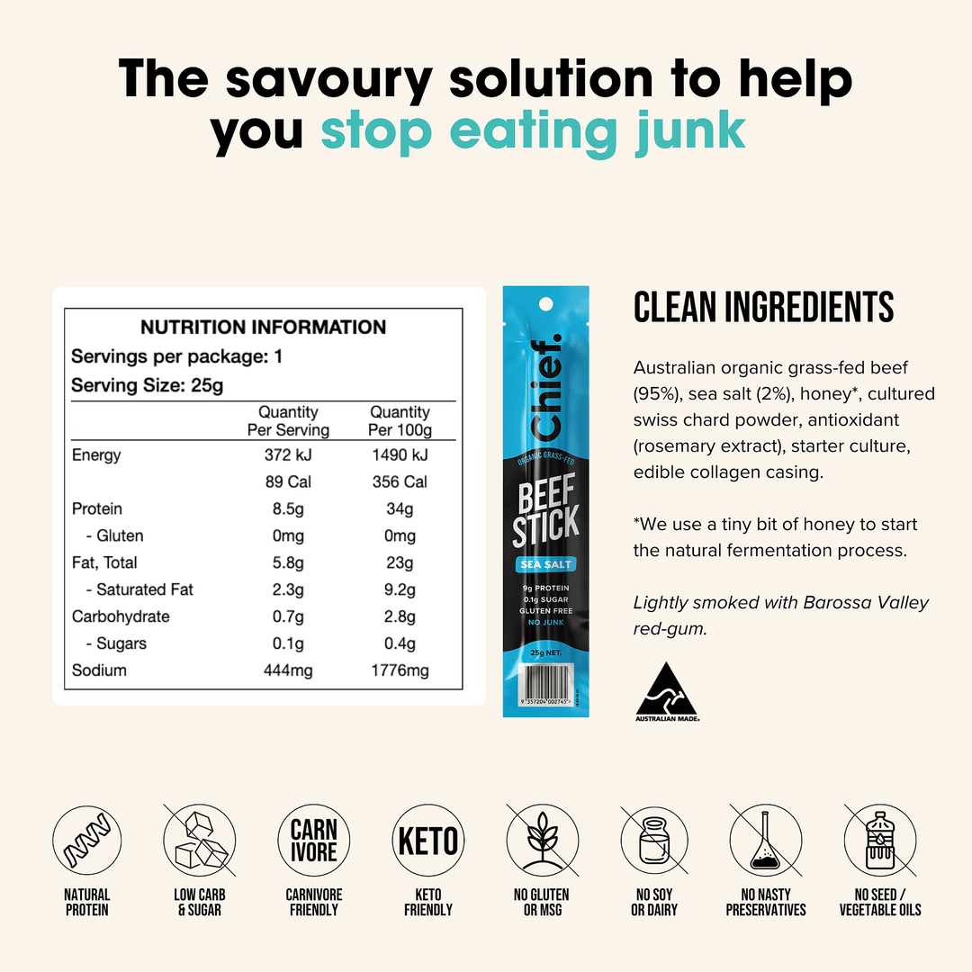 Organic Beef Stick - Sea Salt - 25g