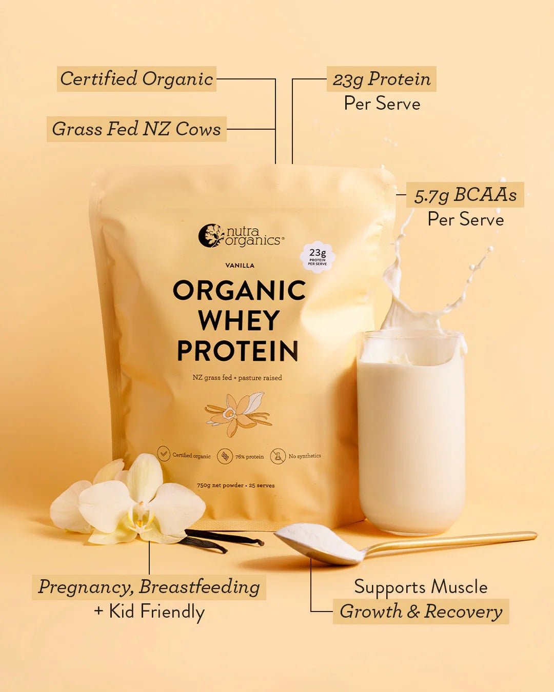 Organic Whey Protein - Vanilla - 750g - Yo Keto