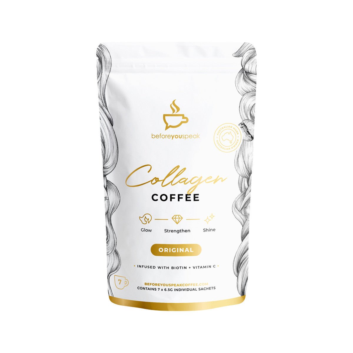 Original Glow Collagen Coffee - 7 Serves - Best Before 07/23 - Love Low Carb