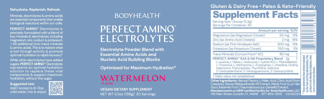 Perfect Amino Electrolytes - Watermelon - 30 Serves - Love Low Carb