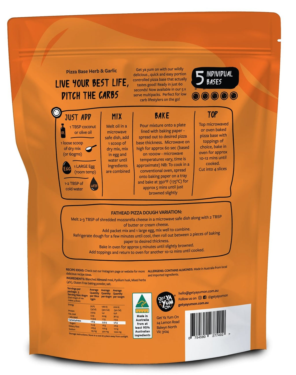 Pizza Base - Herb & Garlic - Value Pack - Yo Keto