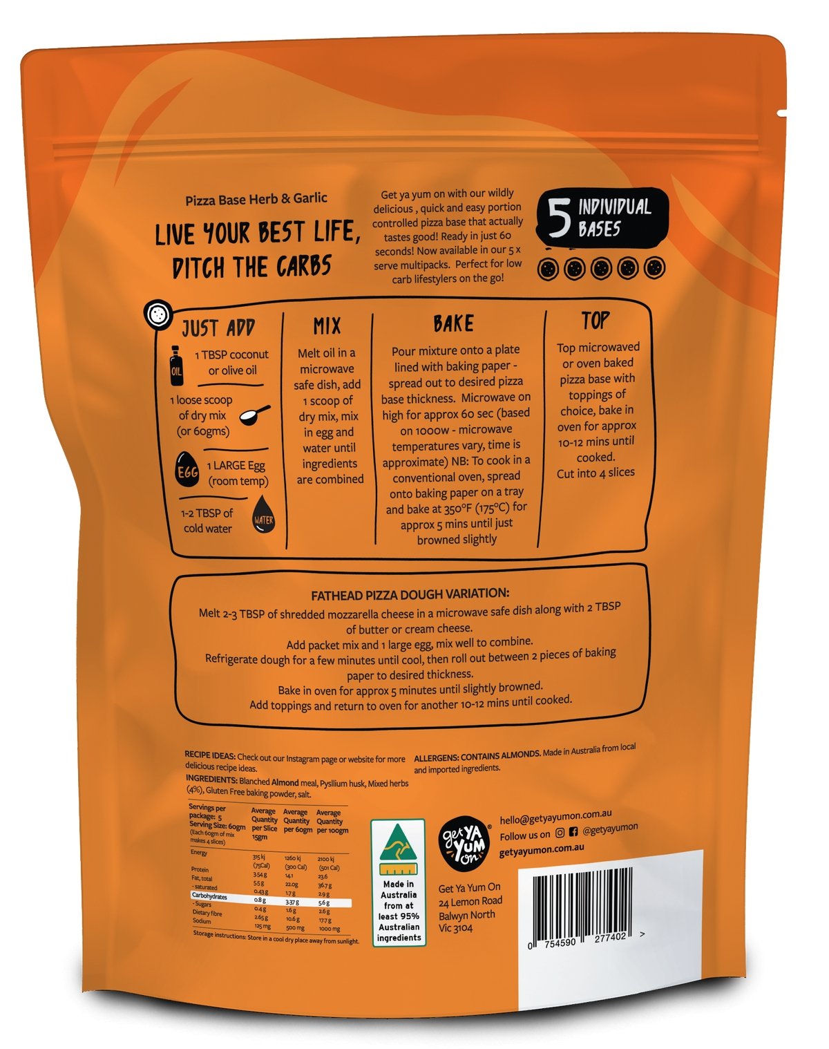 Pizza Base - Herb & Garlic - Value Pack - Yo Keto