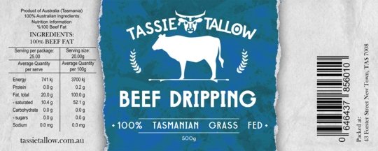Premium Beef Dripping - Tasmanian Grass Fed - Love Low Carb