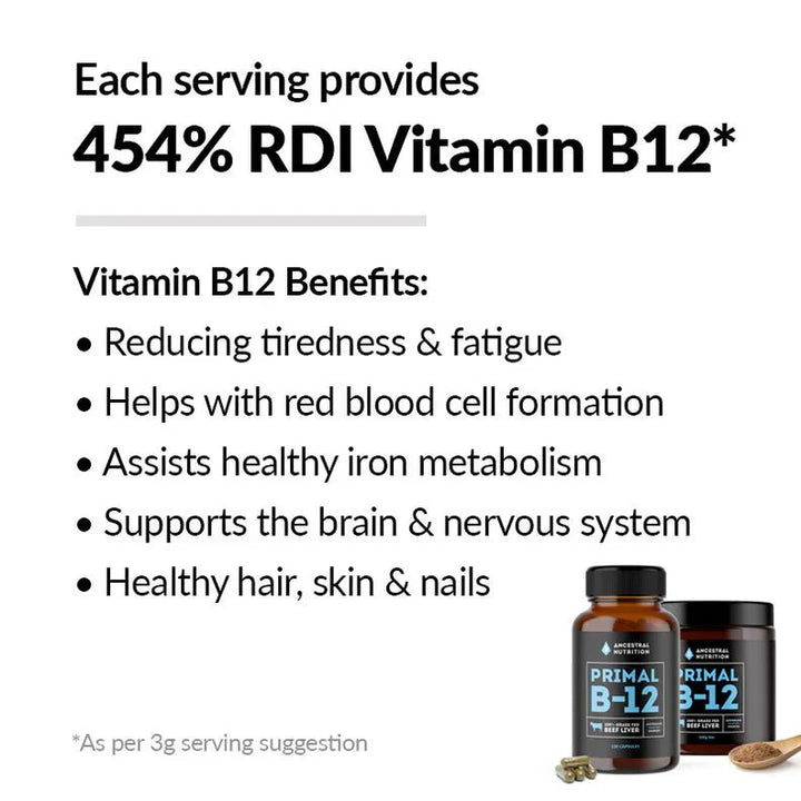 Primal B12 Capsules - 120 Capsules - Love Low Carb