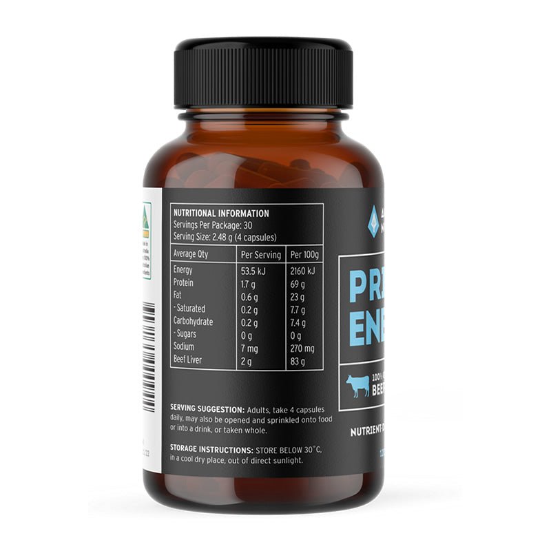 Primal Energy 100% Grass Fed Beef Liver Capsules - Yo Keto