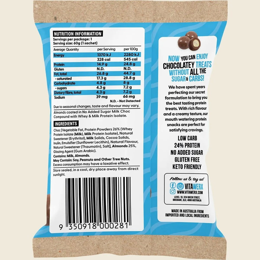 Protein Milk Choc Coated Almonds - 60g - Yo Keto
