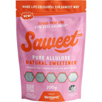 Pure Allulose Natural Sweetener Granules 200g by Saweet Way in pink resealable pouch with sugar-free and gluten-free claims