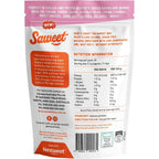 Back label of Pure Allulose Natural Sweetener Granules 200g by Saweet Way with nutrition facts and usage directions visible.