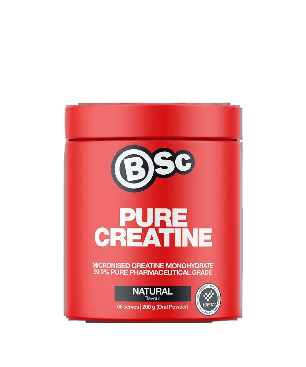 Pure Creatine - 200g by BSc Supplements in a red container, part of Dirty Keto, Low Carb, Creatine collections.