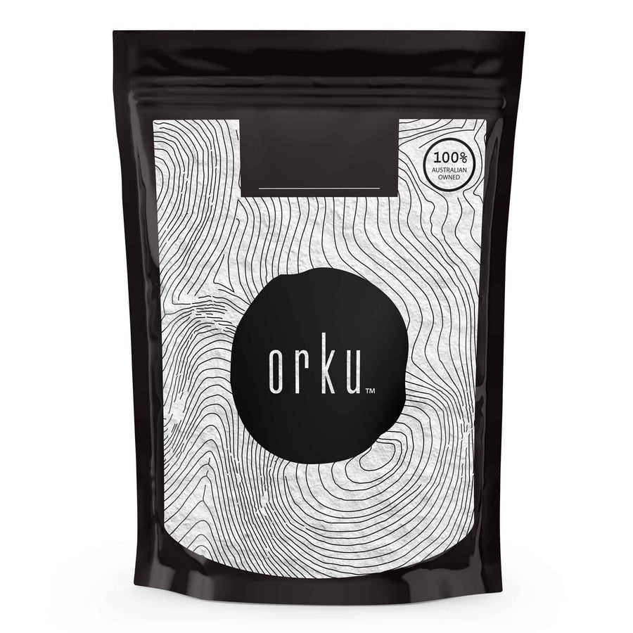 Orku Pure Potassium Chloride Powder - 400g pouch with black and white abstract design, Australian owned label.