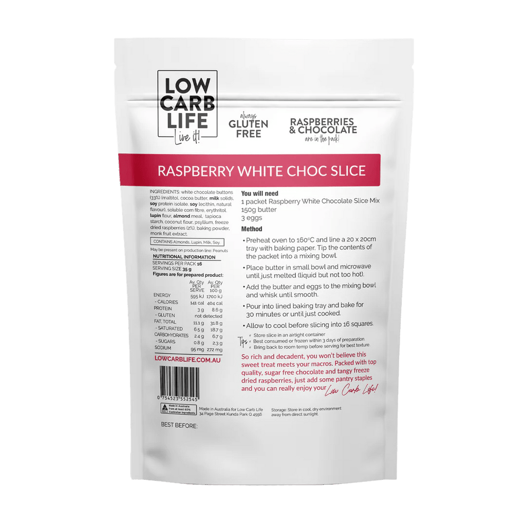 Raspberry White Chocolate Slice - 300g