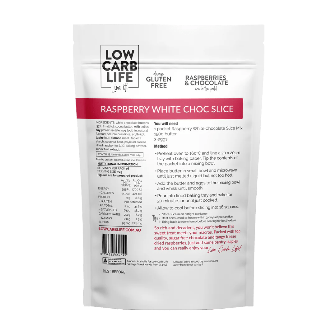 Raspberry White Chocolate Slice - 300g