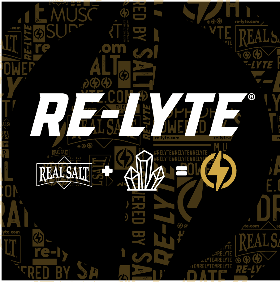 Re-Lyte Electrolyte Mix - Mojito - Tub - 60 Serves - Limited Edition logo with Real Salt and crystal graphics on black background