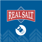 Real Salt logo on blue background with white salt shaker icon, associated with Re-Lyte Energy Boost Caps - 120 Capsules.