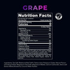 Nutrition facts and ingredients label for Re-Lyte Hydration - Grape - Tub - 60 Serves showing electrolytes and zero calories.