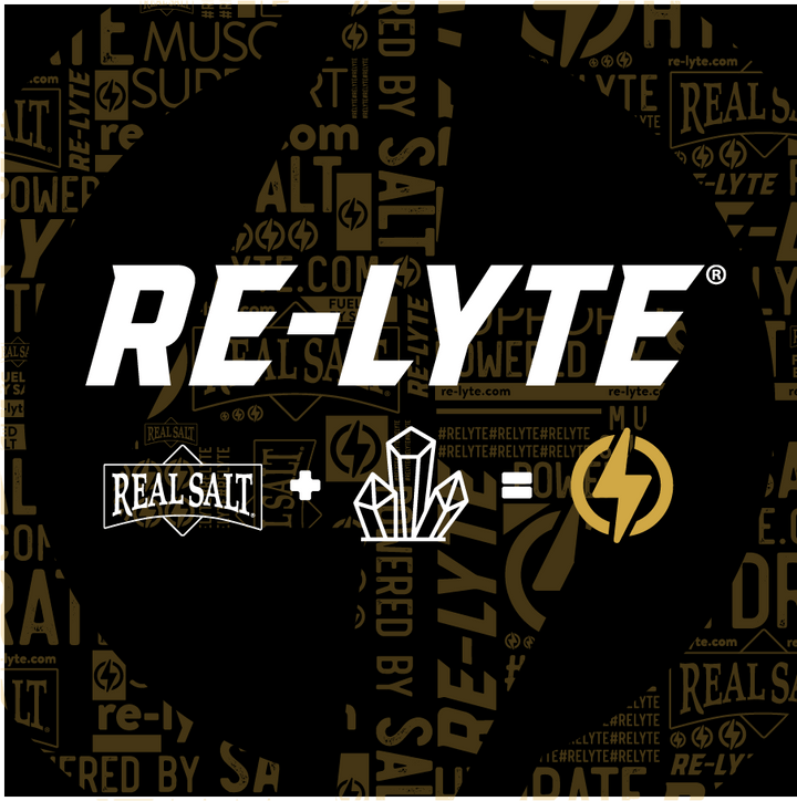 ReLyte Hydration - Lemon Lime - Stick Packs x 30 branding logo with Real Salt and crystal icons on black and gold background