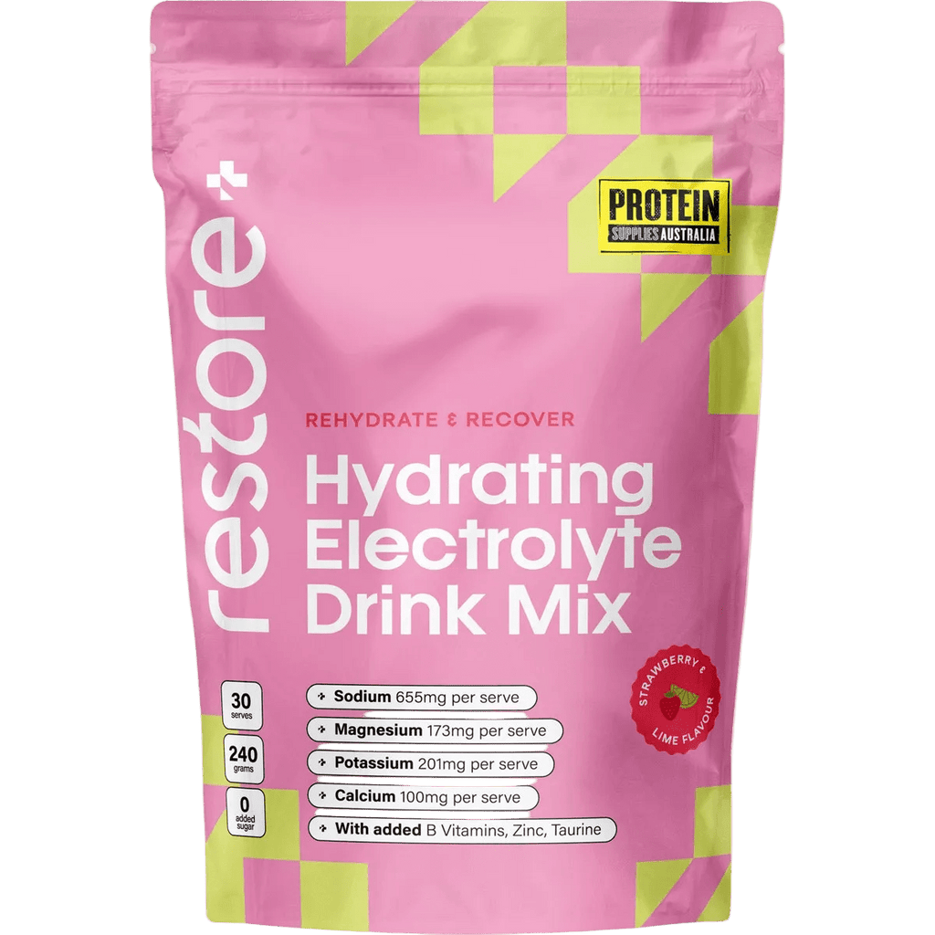 Restore Electrolyte Drink Mix Strawberry & Lime 240g by Protein Supplies Australia from Electrolytes and Drinks collections.