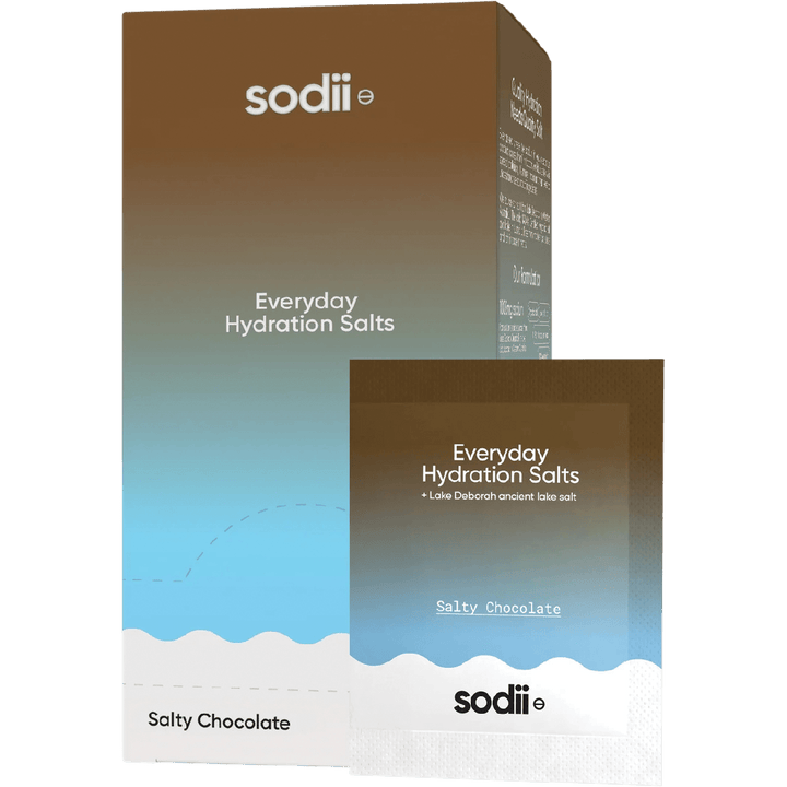 Sodii Salty Chocolate - 30 Sachets electrolyte hydration salts designed for keto and low carb lifestyles, featuring everyday hydration with Lake Deborah ancient lake salt.