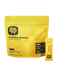 Stoked Mango Electrolyte Drink Mix - 30 Sticks by SALTT in bright yellow packaging with mineral content and zero sugar claims