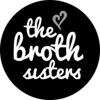 The Broth Sisters logo in white text with heart icon on black background for Superfood Mushroom Stock Concentrate - 150g