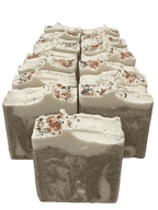 Tidal Stone Salt Bar Tallow Soap - 175g neatly arranged, showing creamy texture with sea salt and botanicals by The Bubble Jungle.