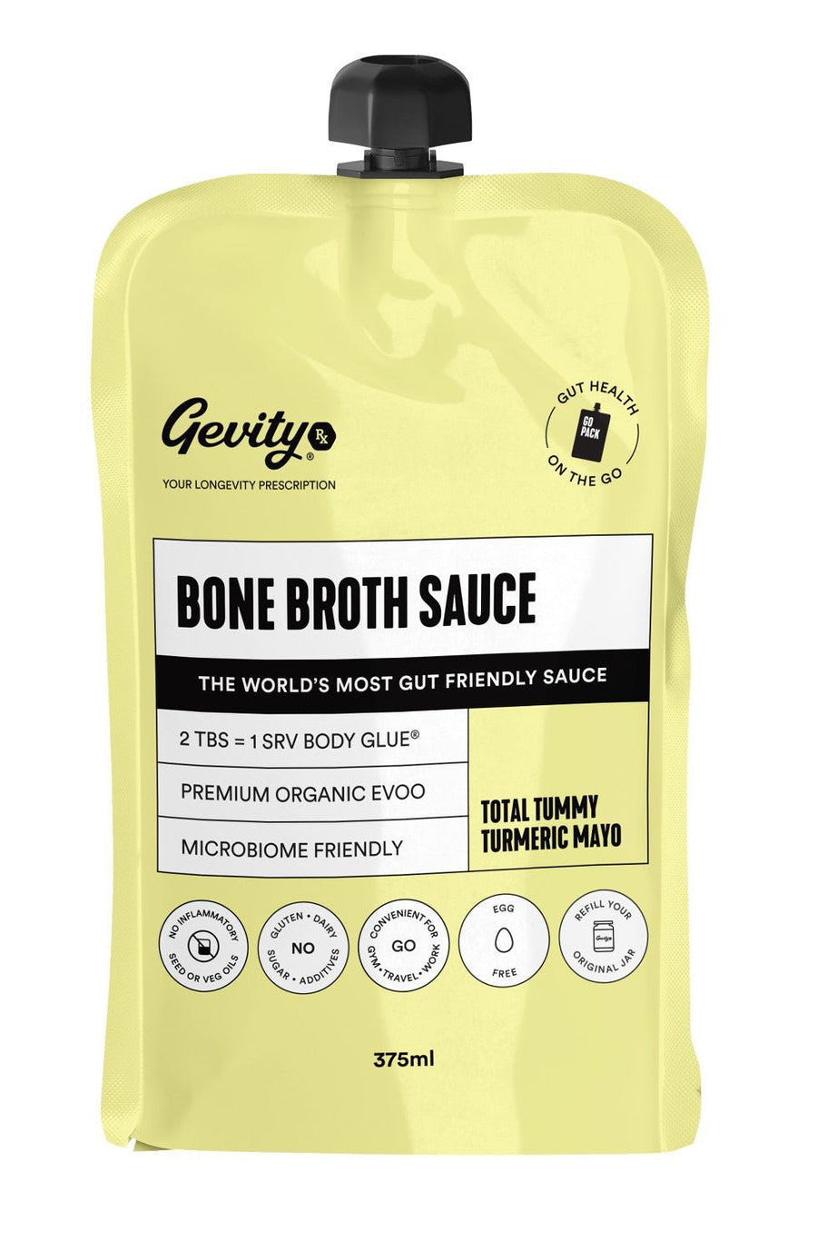 Total Tummy Turmeric Mayo - Bone Broth Sauce - 375ml Pouch - Love Low Carb