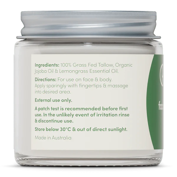 Whipped Tallow - Face And Body Balm - Lemongrass - 80g - Yo Keto