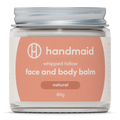 Whipped Tallow - Face And Body Balm - Natural - 80g by Handmaid in clear jar with peach label and silver lid