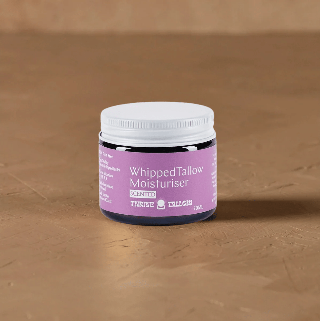 Whipped Tallow Moisturiser - Ylang Ylang & Vanilla - 70ml by Thrive Tallow in a purple jar from Body & Beauty collection.