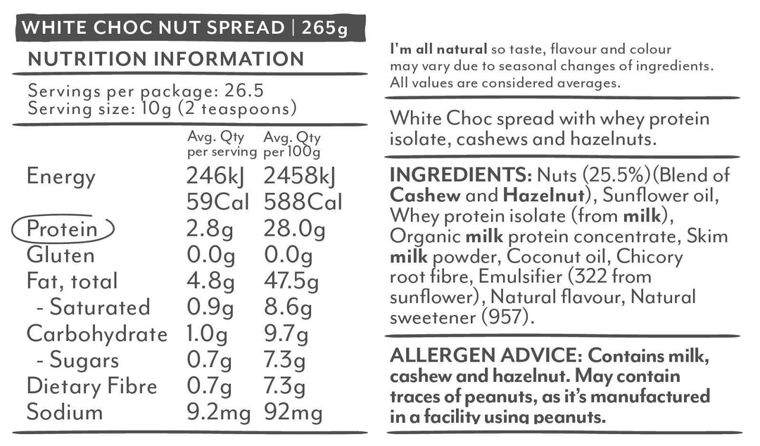 White Chocolate Protein Nut Spread - Yo Keto