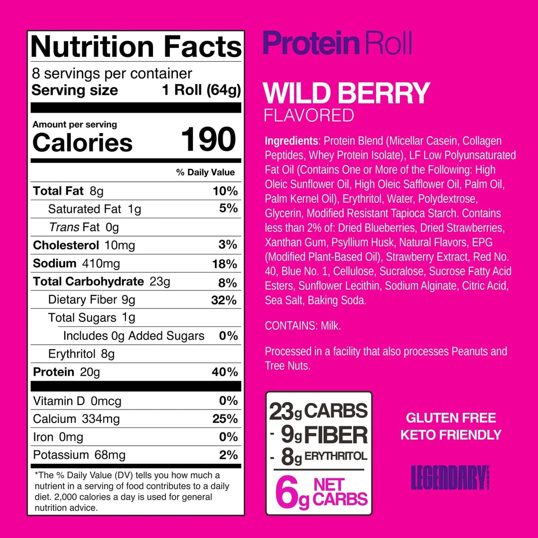 Wild Berry Protein Sweet Roll - 64g - Yo Keto