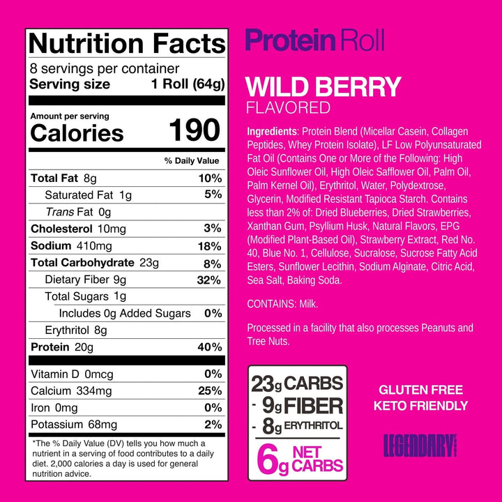 Wild Berry Protein Sweet Roll - 64g - Yo Keto