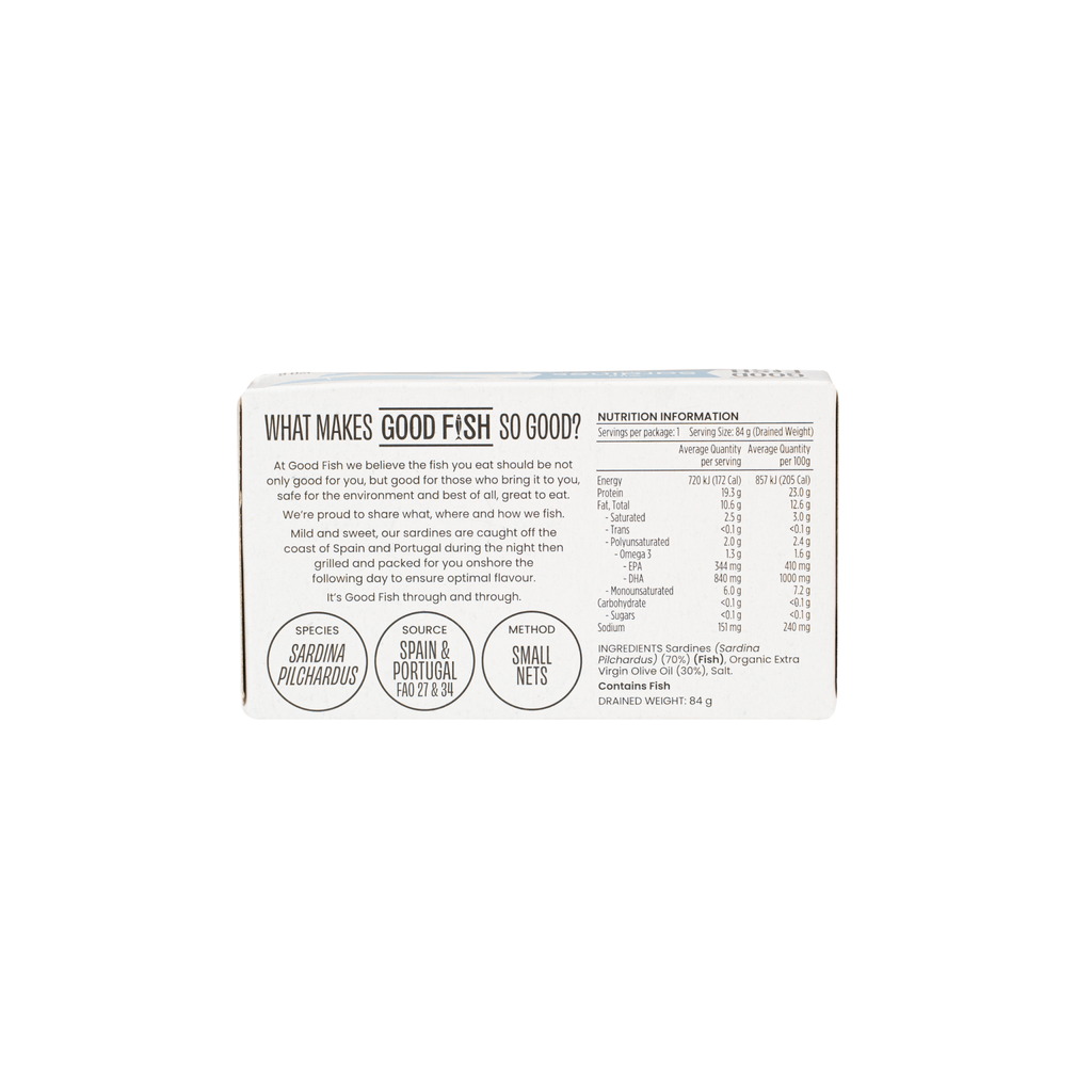 Wild Caught Sardines in Organic Extra Virgin Olive Oil - 120g Can